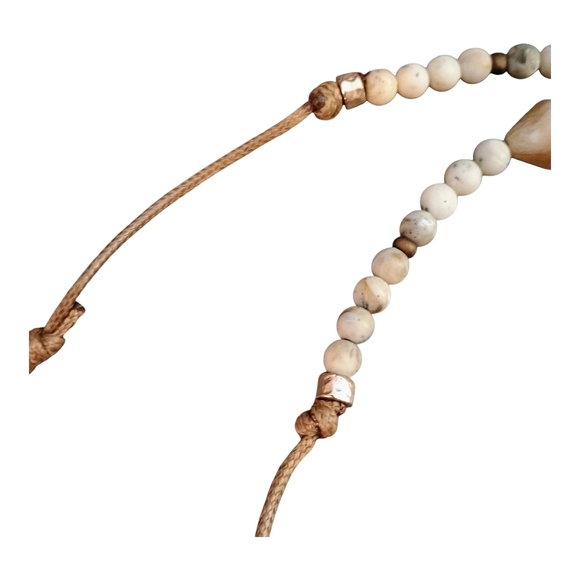 NWT J. Jill Brown Slab Stone Long Boho Adjustable Beaded Necklace - Picture 6 of 8